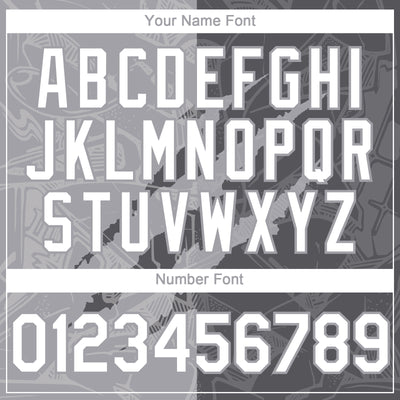 Custom Graffiti Pattern White Steel Gray-Gray 3D Scratch Authentic Baseball Jersey