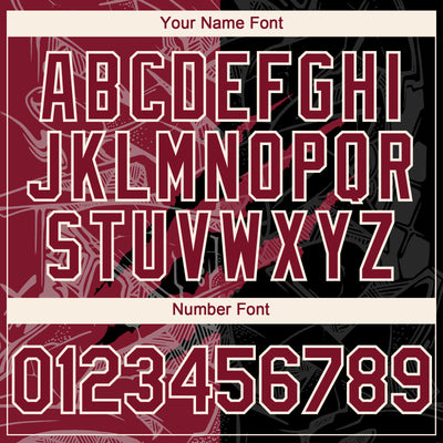 Custom Graffiti Pattern Crimson Black-Cream 3D Scratch Authentic Baseball Jersey