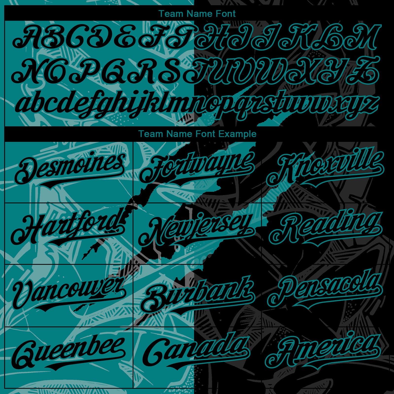 Custom Graffiti Pattern Black-Teal 3D Scratch Authentic Baseball Jersey