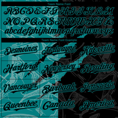 Custom Graffiti Pattern Black-Teal 3D Scratch Authentic Baseball Jersey