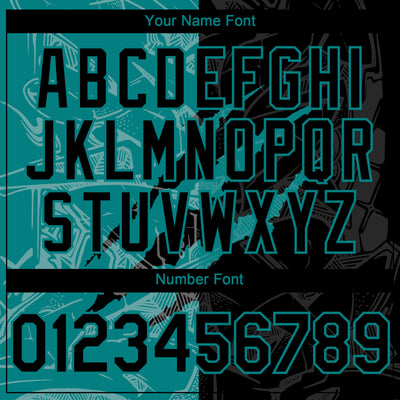 Custom Graffiti Pattern Black-Teal 3D Scratch Authentic Baseball Jersey