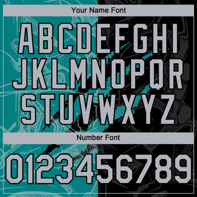 Custom Graffiti Pattern Gray Black-Teal 3D Scratch Authentic Baseball Jersey
