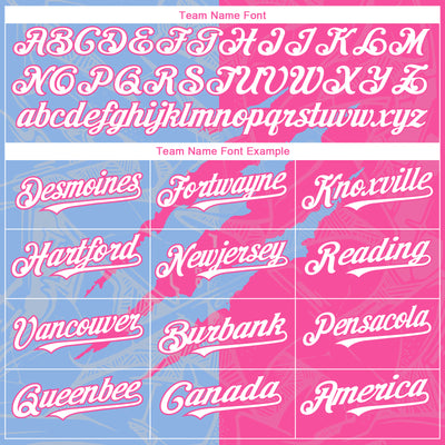 Custom Graffiti Pattern White Pink-Light Blue 3D Scratch Authentic Baseball Jersey