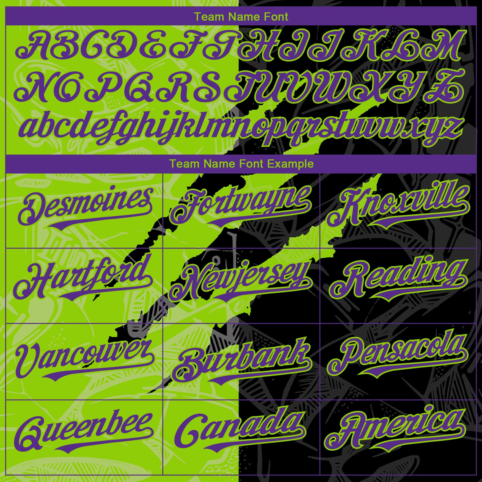Custom Graffiti Pattern Purple Black-Neon Green 3D Scratch Authentic Baseball Jersey