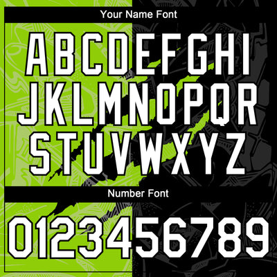 Custom Graffiti Pattern White Black-Neon Green 3D Scratch Authentic Baseball Jersey