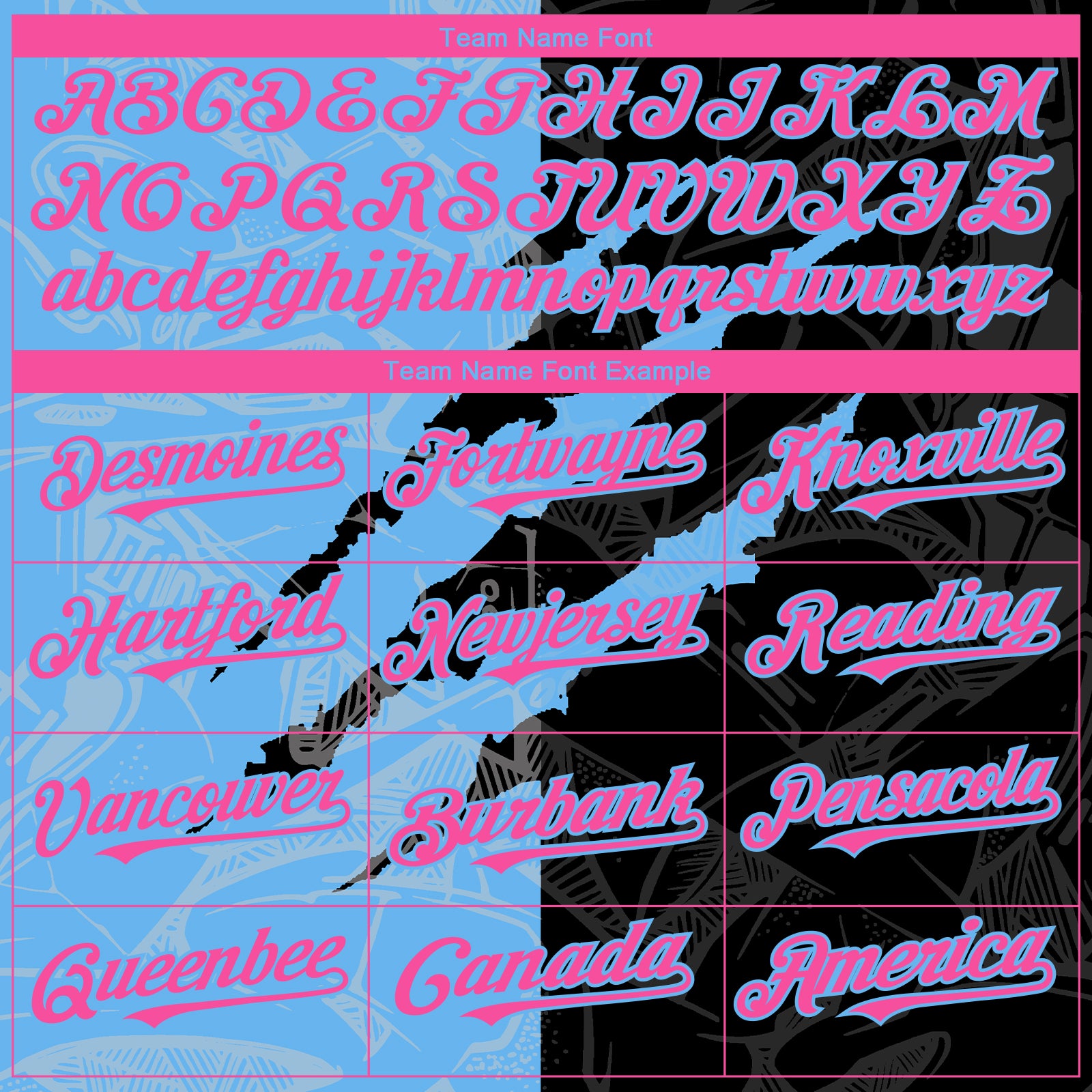 Custom Graffiti Pattern Pink Black-Sky Blue 3D Scratch Authentic Baseball Jersey