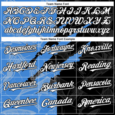 Custom Graffiti Pattern White Black-Electric Blue 3D Scratch Authentic Baseball Jersey