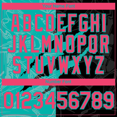 Custom Graffiti Pattern Neon Pink Black-Aqua 3D Scratch Authentic Baseball Jersey