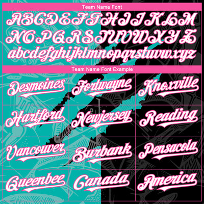Custom Graffiti Pattern White Black Aqua-Pink 3D Scratch Authentic Baseball Jersey