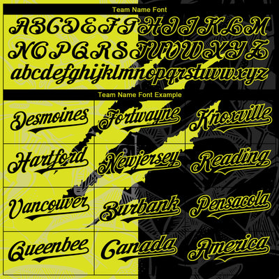 Custom Graffiti Pattern Black-Neon Yellow 3D Scratch Authentic Baseball Jersey