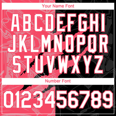 Custom Graffiti Pattern White Black-Neon Pink 3D Scratch Authentic Baseball Jersey