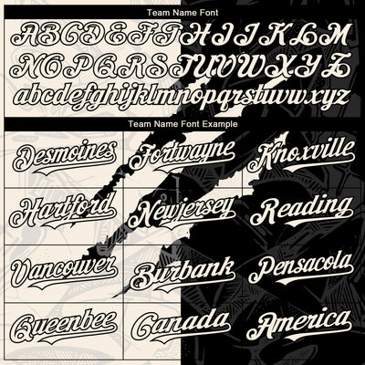 Custom Graffiti Pattern Cream-Black 3D Scratch Authentic Baseball Jersey