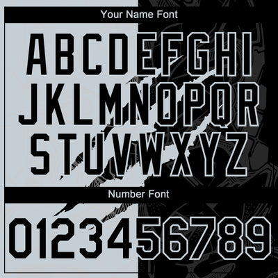 Custom Graffiti Pattern Black-Silver 3D Scratch Authentic Baseball Jersey