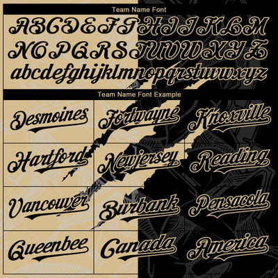 Custom Graffiti Pattern Black-Vegas Gold 3D Scratch Authentic Baseball Jersey