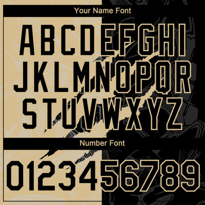 Custom Graffiti Pattern Black-Vegas Gold 3D Scratch Authentic Baseball Jersey