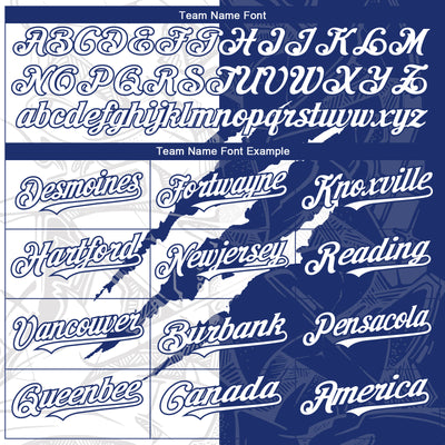 Custom Graffiti Pattern White-Royal 3D Scratch Authentic Baseball Jersey