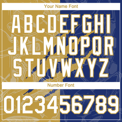 Custom Graffiti Pattern White Royal-Old Gold 3D Scratch Authentic Baseball Jersey