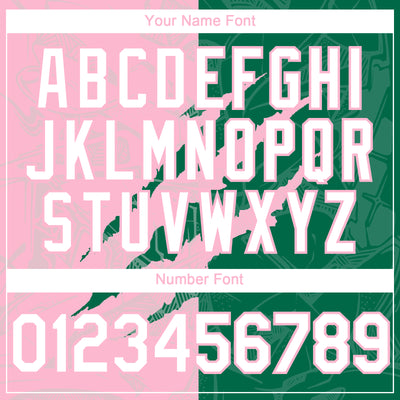 Custom Graffiti Pattern White Kelly Green-Light Pink 3D Scratch Authentic Baseball Jersey