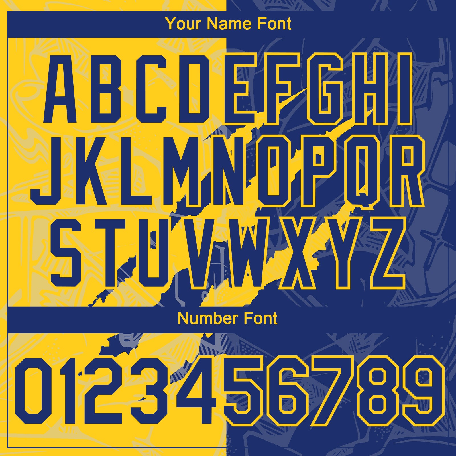 Custom Graffiti Pattern Royal-Yellow 3D Scratch Authentic Baseball Jersey