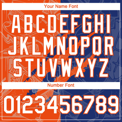 Custom Graffiti Pattern White Royal-Orange 3D Scratch Authentic Baseball Jersey