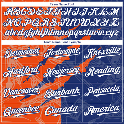 Custom Graffiti Pattern White Royal-Orange 3D Scratch Authentic Baseball Jersey