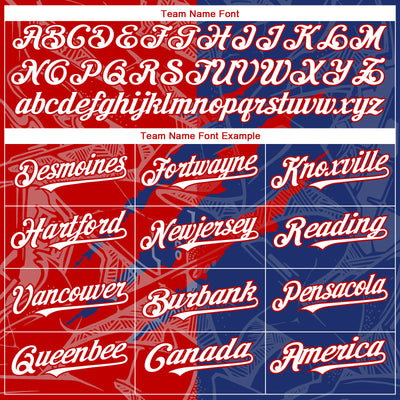 Custom Graffiti Pattern White Royal-Red 3D Scratch Authentic Baseball Jersey