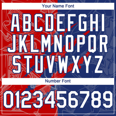 Custom Graffiti Pattern White Royal-Red 3D Scratch Authentic Baseball Jersey