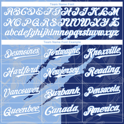Custom Graffiti Pattern White Royal-Light Blue 3D Scratch Authentic Baseball Jersey