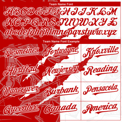 Custom Graffiti Pattern Red-White 3D Scratch Authentic Baseball Jersey