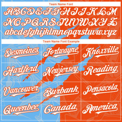 Custom Graffiti Pattern White Orange-Sky Blue 3D Scratch Authentic Baseball Jersey