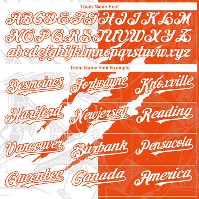 Custom Graffiti Pattern White-Orange 3D Scratch Authentic Baseball Jersey