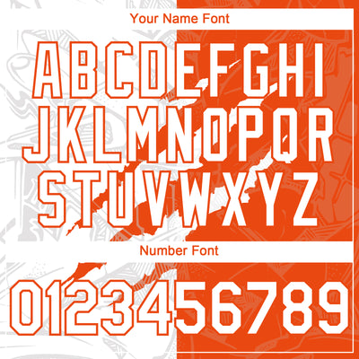 Custom Graffiti Pattern White-Orange 3D Scratch Authentic Baseball Jersey