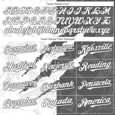 Custom Graffiti Pattern White-Steel Gray 3D Scratch Authentic Baseball Jersey