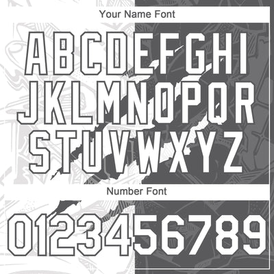 Custom Graffiti Pattern White-Steel Gray 3D Scratch Authentic Baseball Jersey