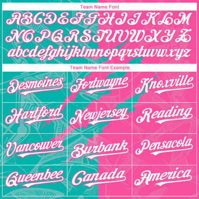 Custom Graffiti Pattern White Pink-Aqua 3D Scratch Authentic Baseball Jersey