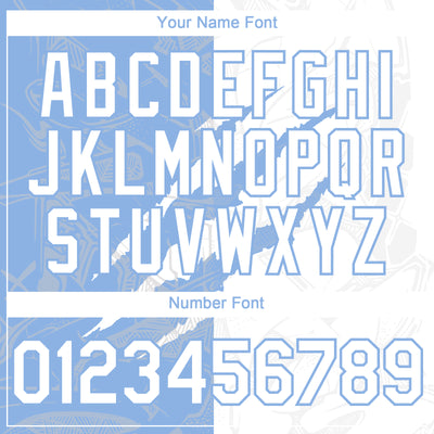 Custom Graffiti Pattern White-Light Blue 3D Scratch Authentic Baseball Jersey