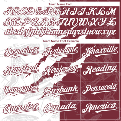 Custom Graffiti Pattern White-Burgundy 3D Scratch Authentic Baseball Jersey