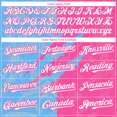 Custom Graffiti Pattern White Pink-Sky Blue 3D Scratch Authentic Baseball Jersey