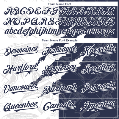 Custom Graffiti Pattern Navy-White 3D Scratch Authentic Baseball Jersey