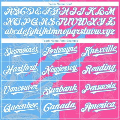Custom Graffiti Pattern White Pink-Sky Blue 3D Scratch Authentic Baseball Jersey