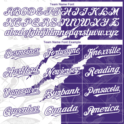 Custom Graffiti Pattern White-Purple 3D Scratch Authentic Baseball Jersey