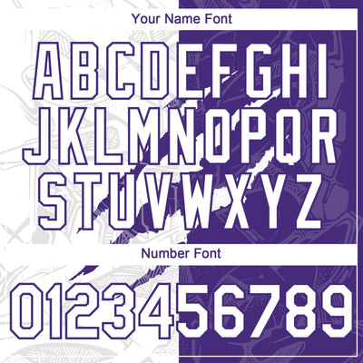 Custom Graffiti Pattern White-Purple 3D Scratch Authentic Baseball Jersey