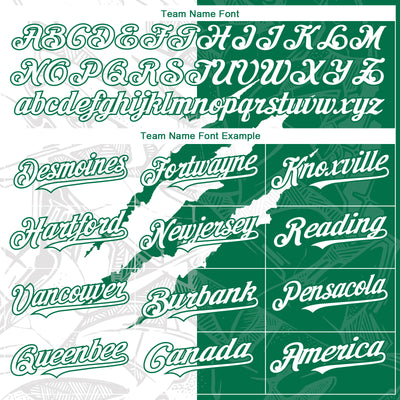 Custom Graffiti Pattern White-Kelly Green 3D Scratch Authentic Baseball Jersey