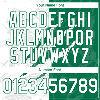 Custom Graffiti Pattern White-Kelly Green 3D Scratch Authentic Baseball Jersey