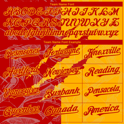 Custom Graffiti Pattern Red-Gold 3D Scratch Authentic Baseball Jersey