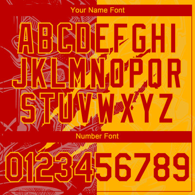 Custom Graffiti Pattern Red-Gold 3D Scratch Authentic Baseball Jersey