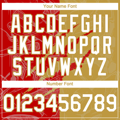 Custom Graffiti Pattern White Old Gold-Red 3D Scratch Authentic Baseball Jersey