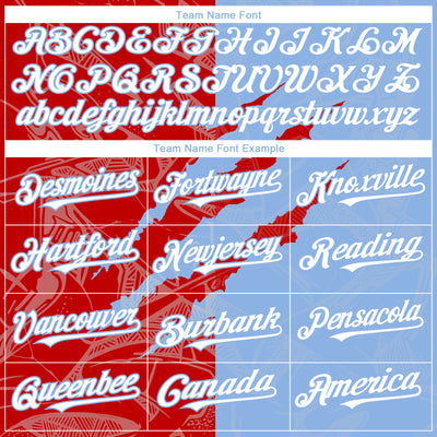 Custom Graffiti Pattern White Light Blue-Red 3D Scratch Authentic Baseball Jersey