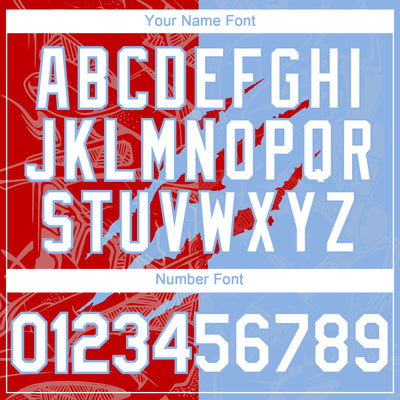 Custom Graffiti Pattern White Light Blue-Red 3D Scratch Authentic Baseball Jersey