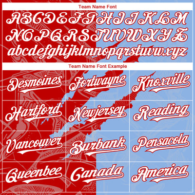 Custom Graffiti Pattern White Light Blue-Red 3D Scratch Authentic Baseball Jersey